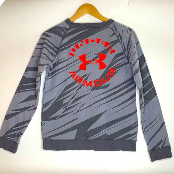 Under Armour Boys Pullover Sweatshirt Youth Large Gray Signature Hoodie B0922 - Picture 2 of 7